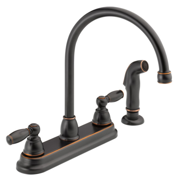 Peerless P299575LF-OB Two Handle Kitchen Faucet with Spray
