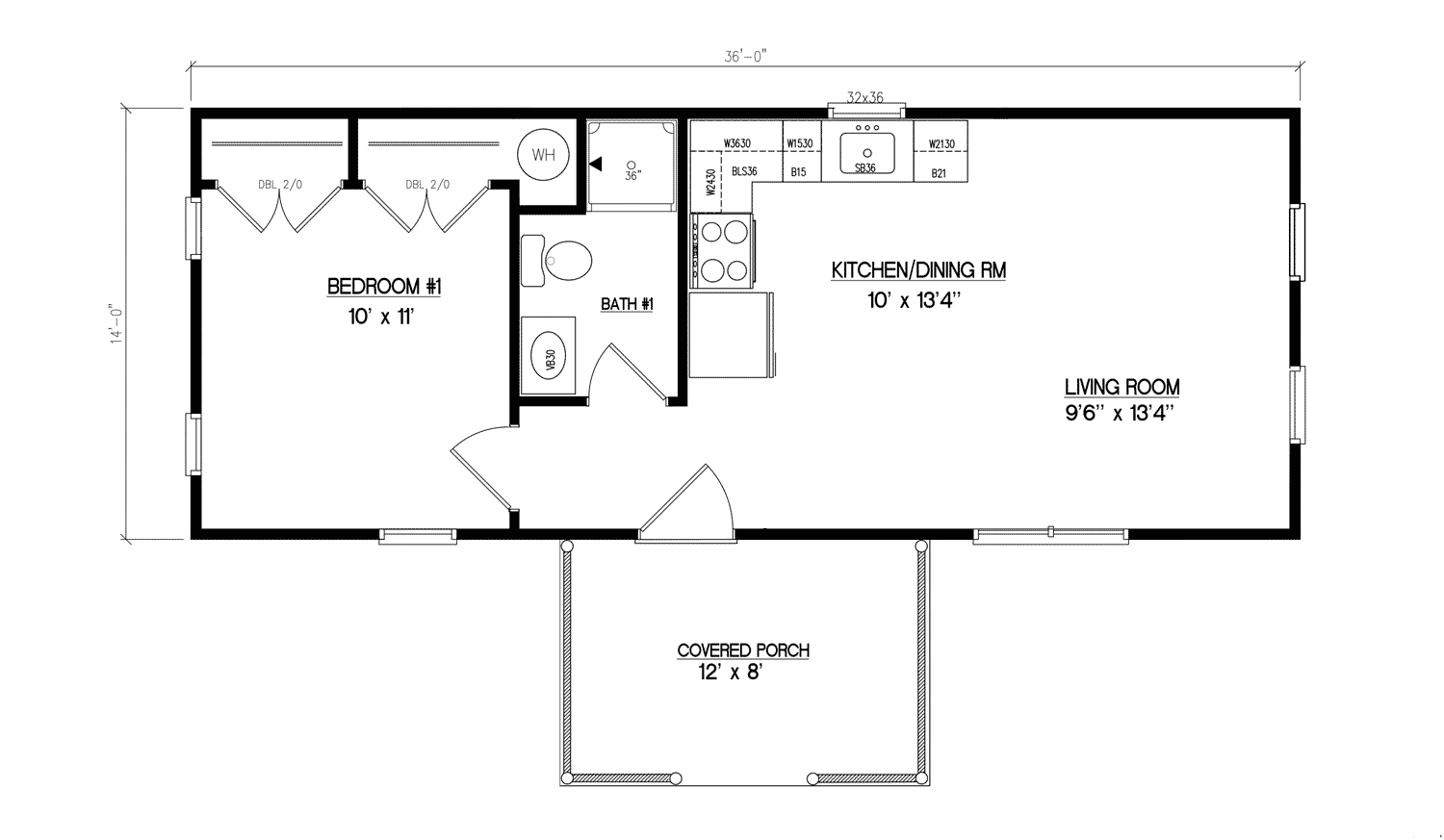 Frontier 14x36 Log Home Floor Plans
