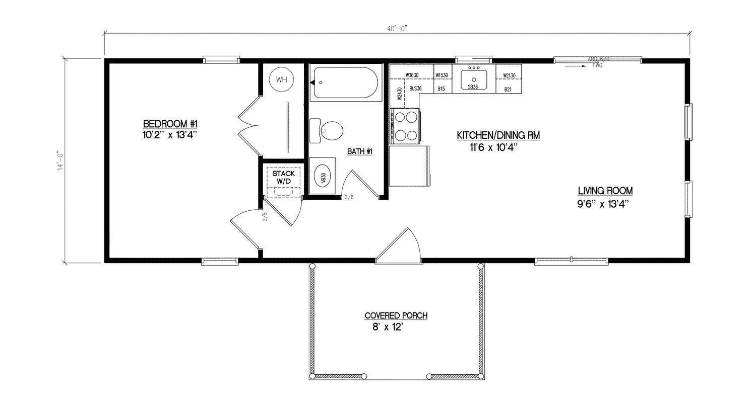 Frontier 14x40 Log Home Floor Plans