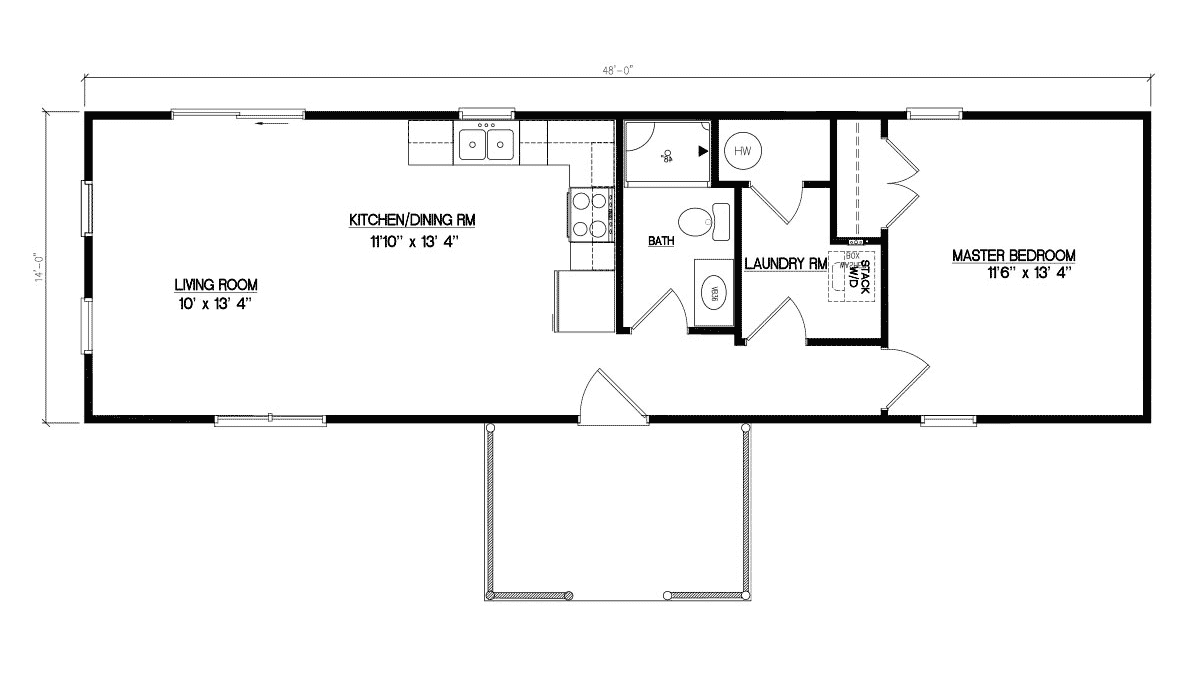 Frontier 14x48 Log Home Floor Plans