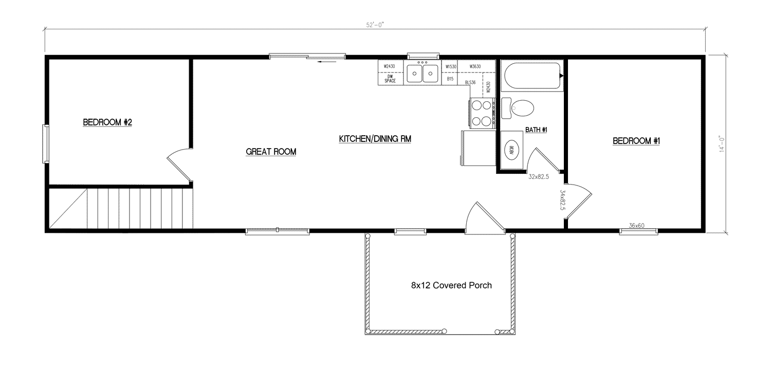 Frontier 14x52 Log Home Floor Plans