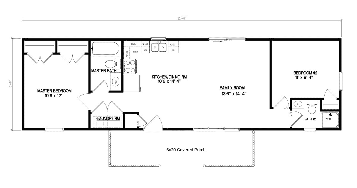 Frontier 15x52 Log Home Floor Plans