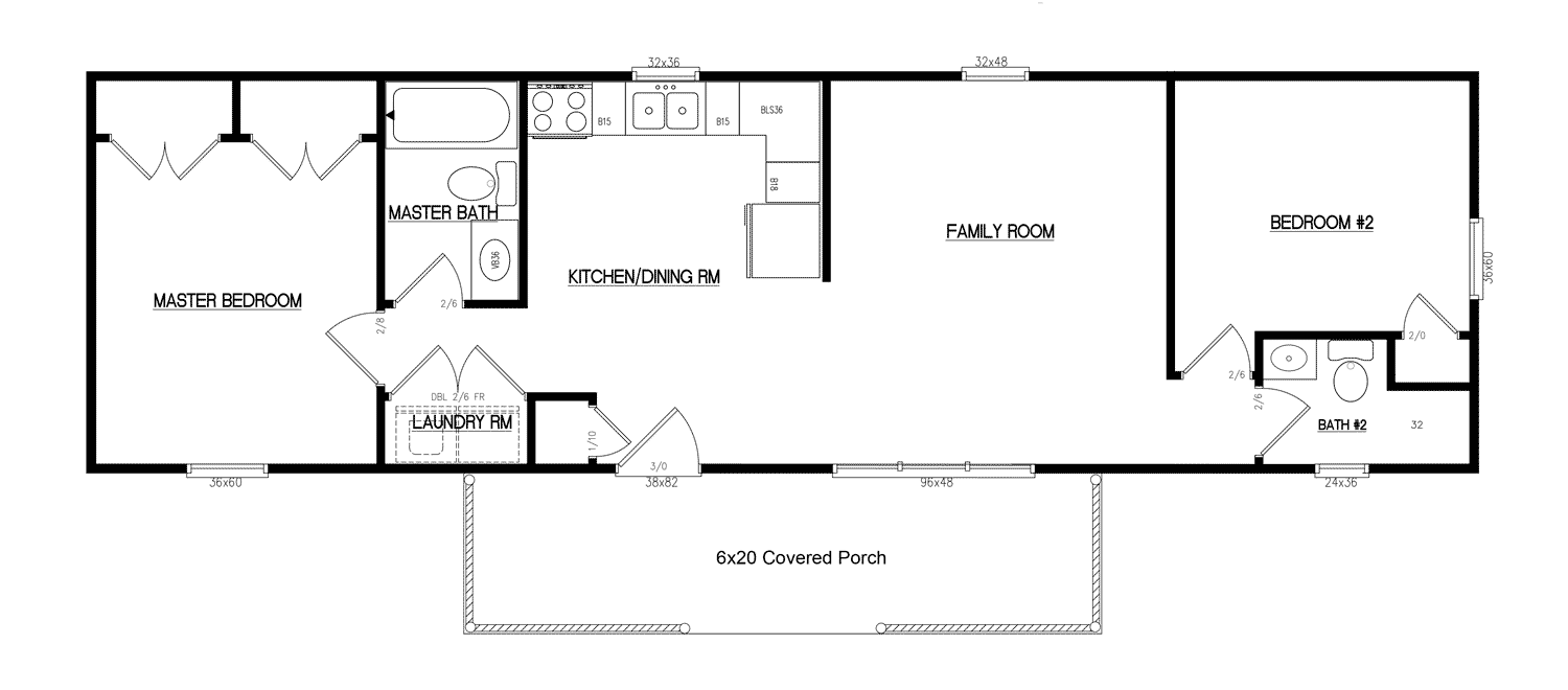 Frontier 15x52 Log Home Floor Plans V2