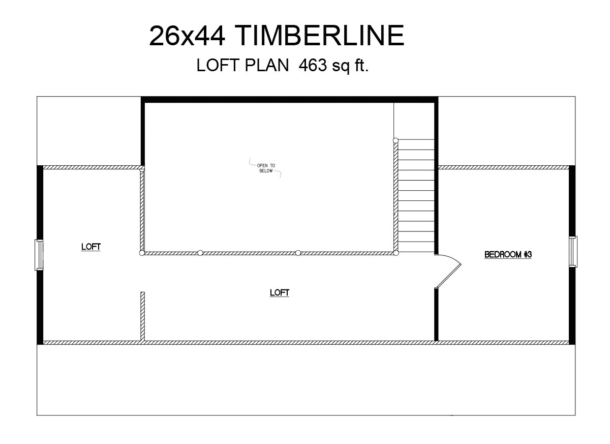 Timberline 26x44 Loft Log Home Plans