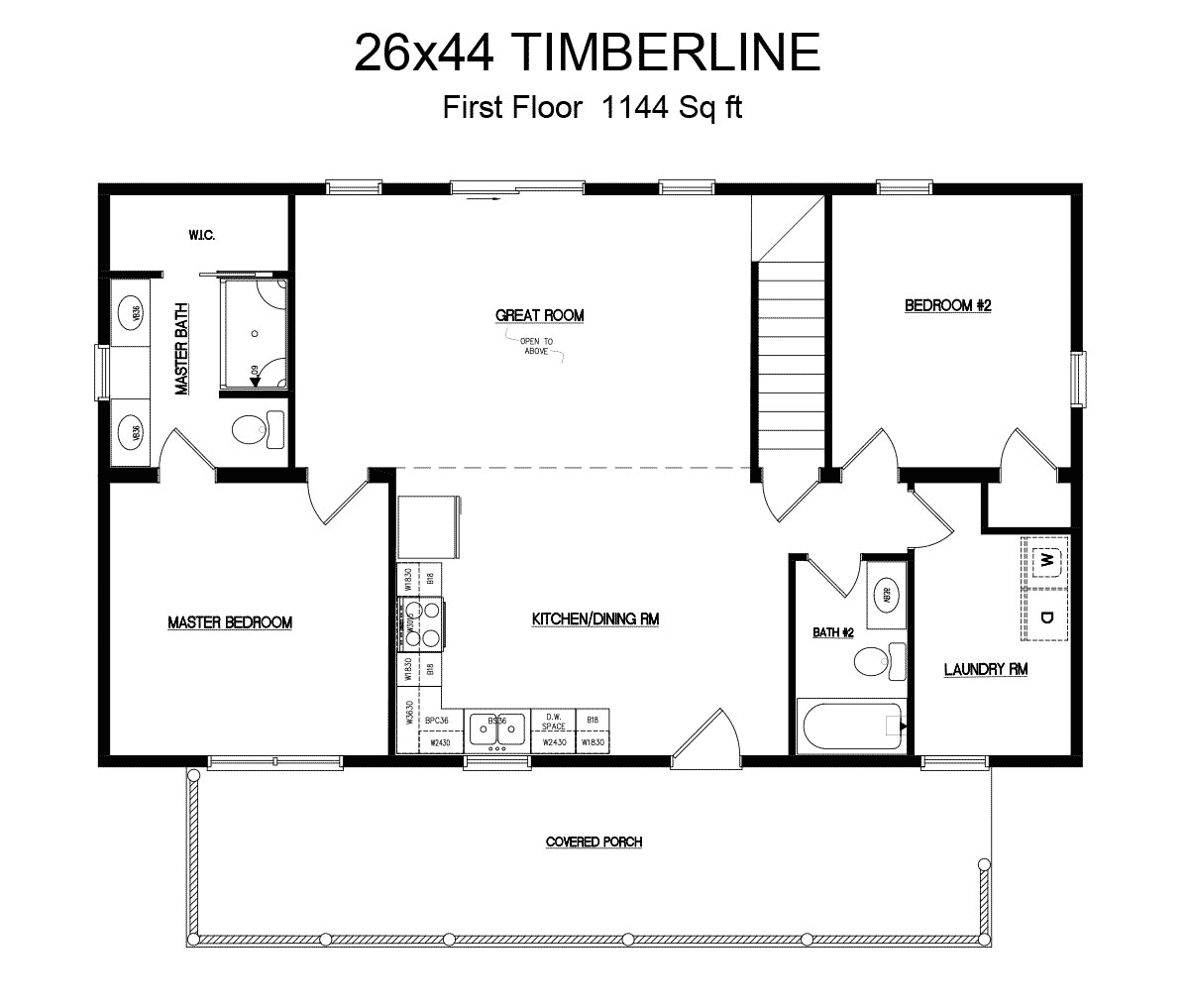Timberline 26x44 Log Home Floor Plans