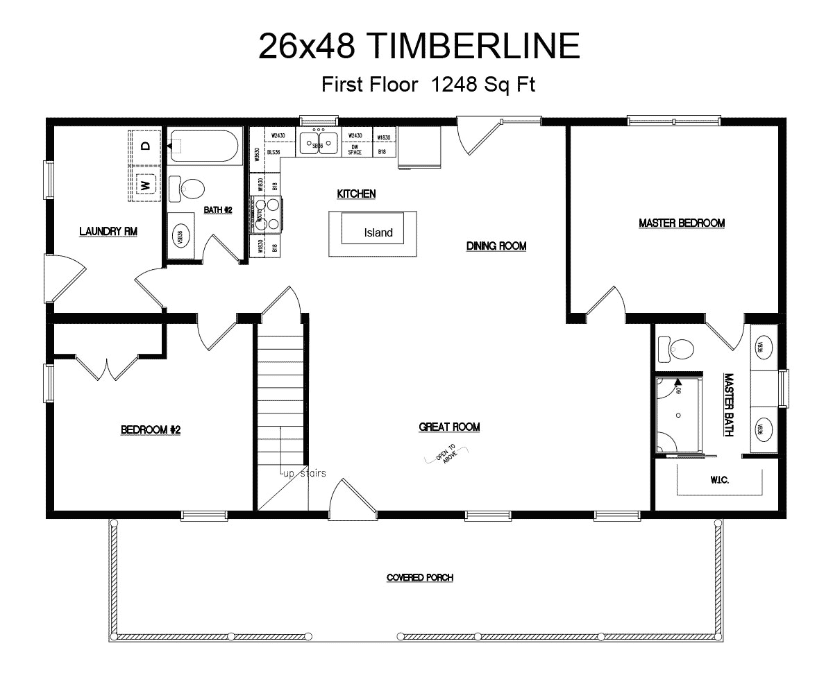 Timberline 26x48 Log Home Floor Plans