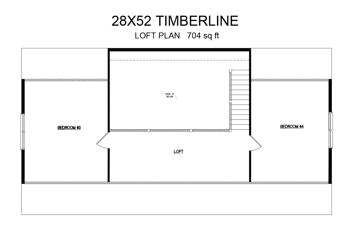 Timberline 28x52 Loft Log Home Plans
