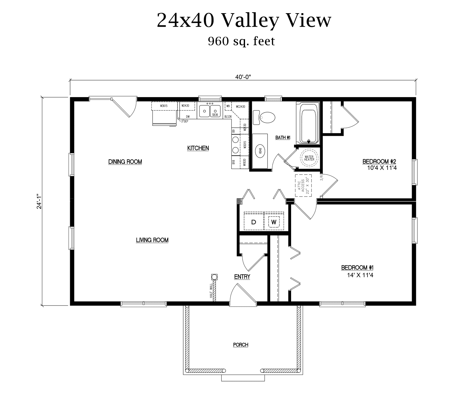 Valley View 24x40 Log Home Floor Plans