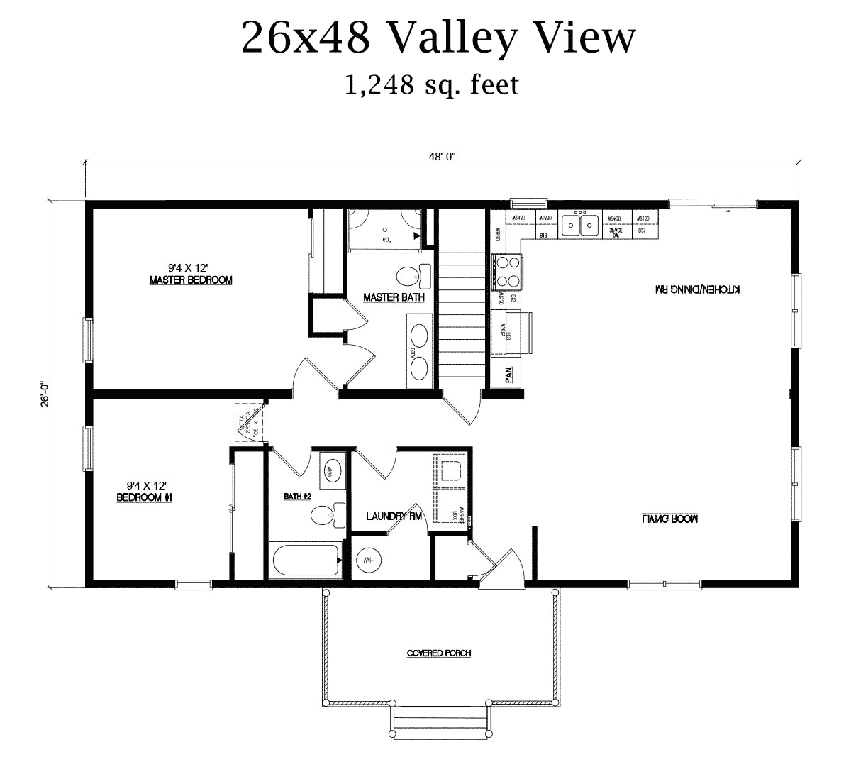 Valley View 26x48 Log Home Floor Plans